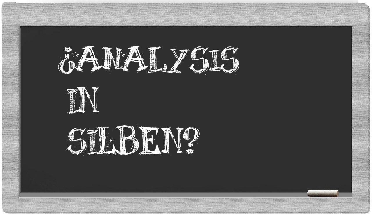 Analysis in syllables
