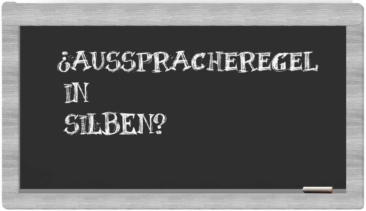 Ausspracheregel in syllables