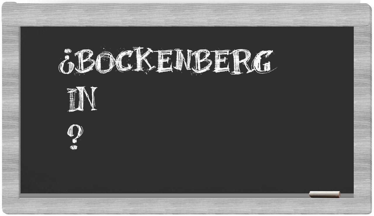¿Bockenberg en sílabas?