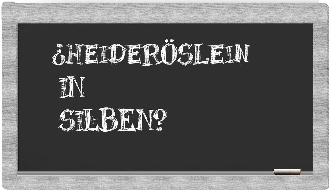 Heideröslein in syllables