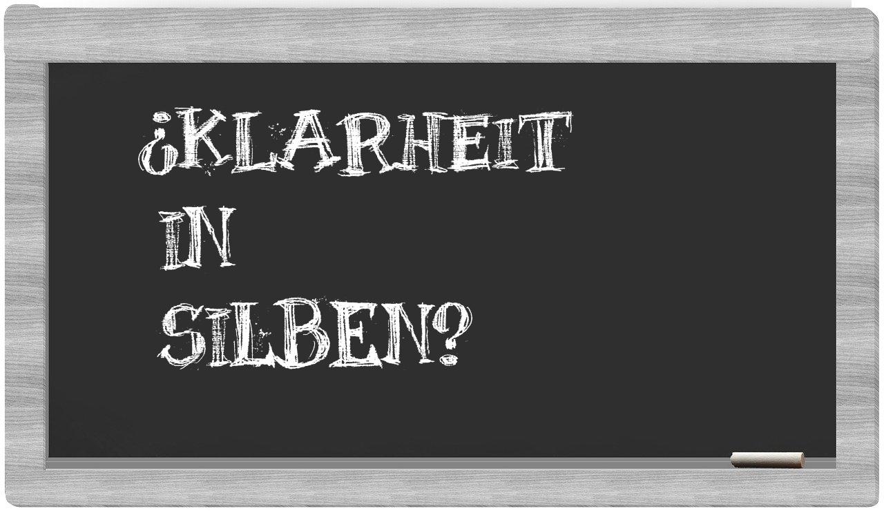 Klarheit in syllables