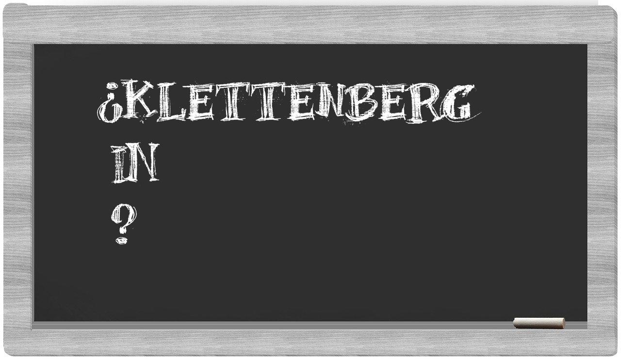 ¿Klettenberg en sílabas?