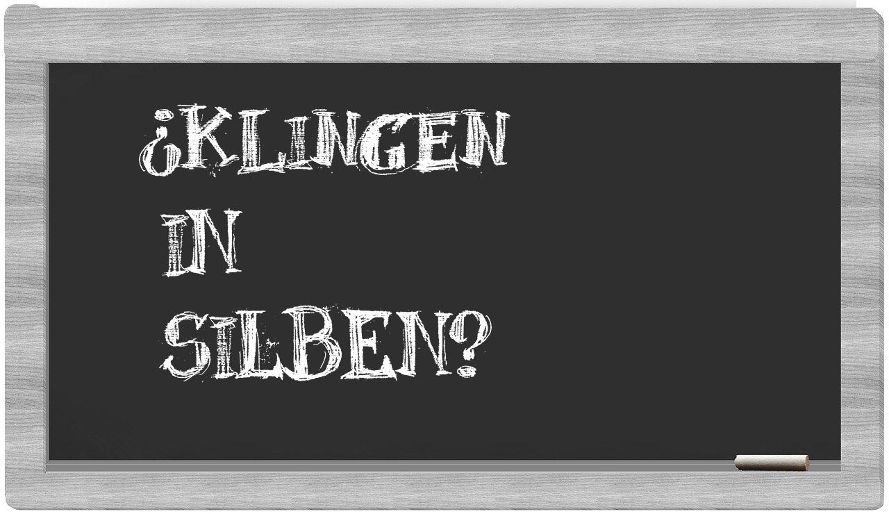 Klingen in syllables