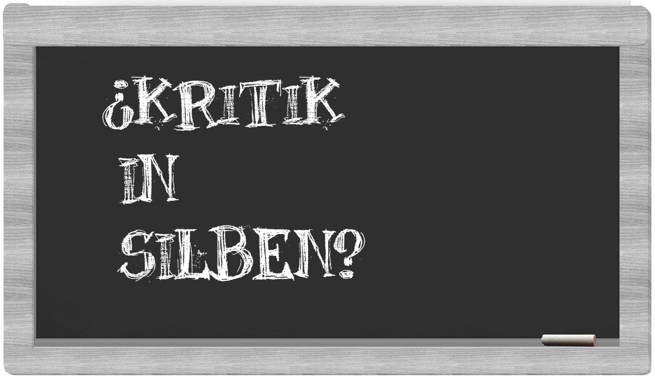 Kritik in syllables