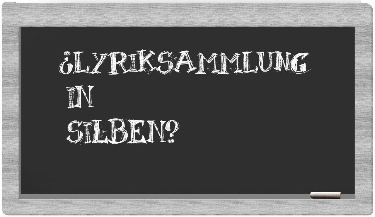 Lyriksammlung in syllables