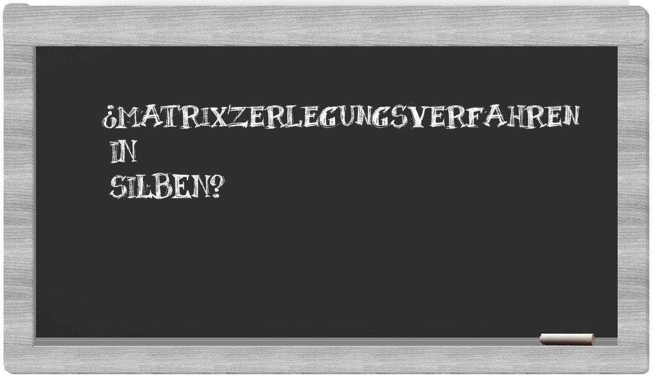Matrixzerlegungsverfahren in syllables