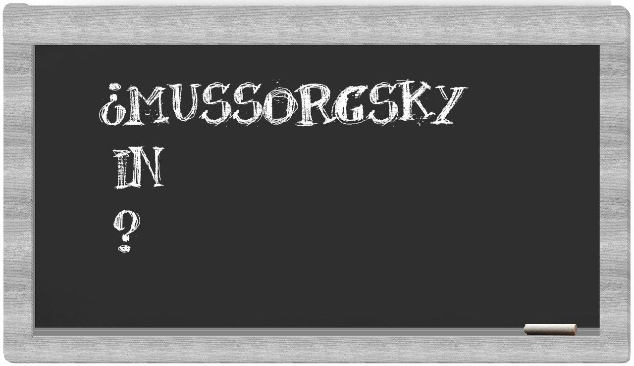 ¿Mussorgsky en sílabas?